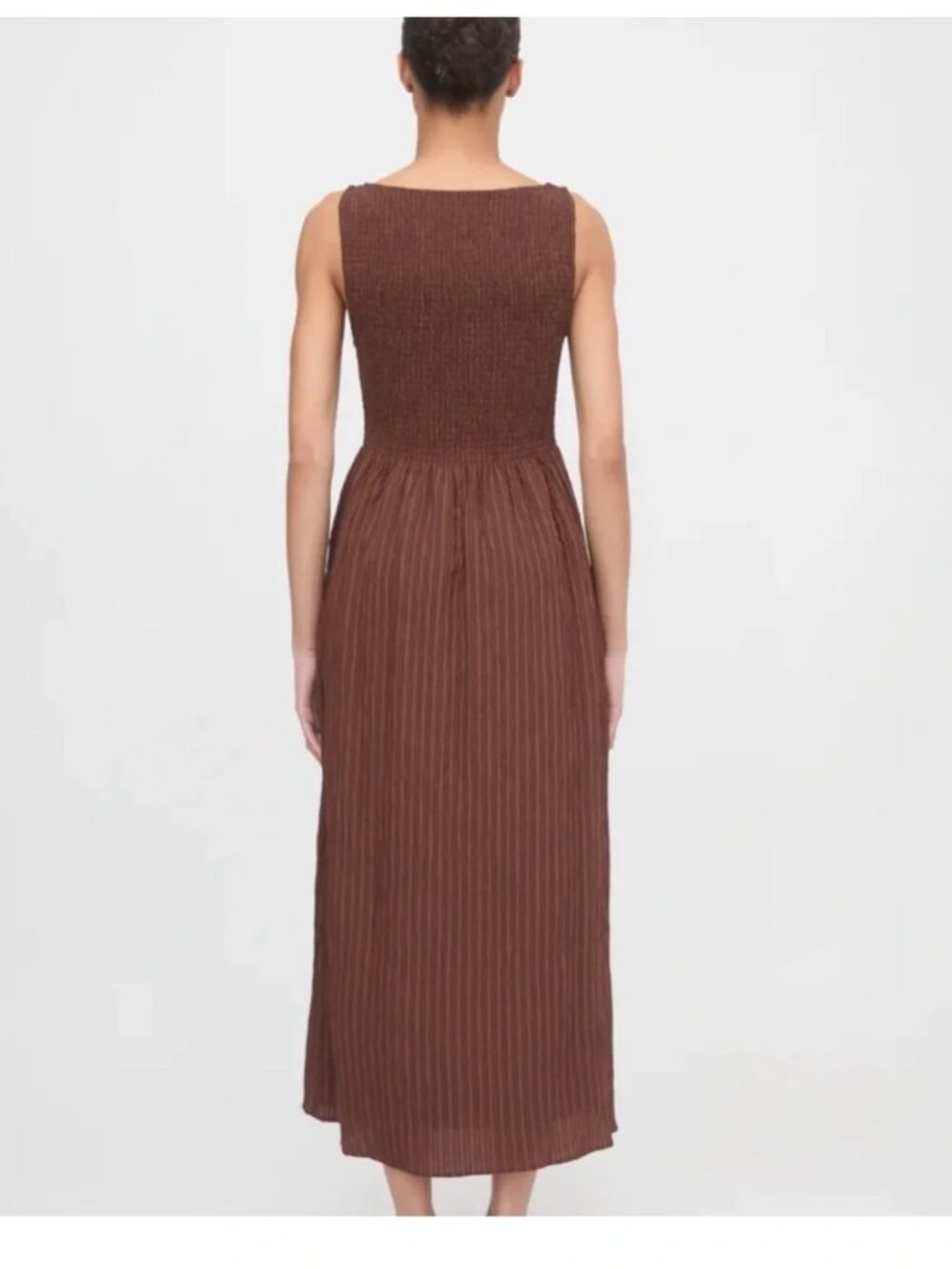 Hill House chocolate brown seersucker Cosima nap dress - Picture 5 of 9